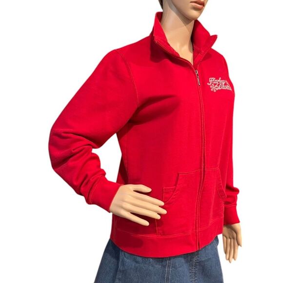 HARLEY DAVIDSON Women's Zip Front Sweatshirt RED Size L PERFECT! - Picture 3 of 6